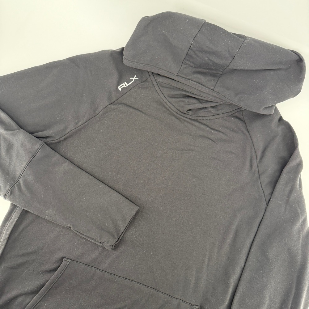 RLX Ralph Lauren Hoodie Women Small Black Wicking Performance Thumbhole Active